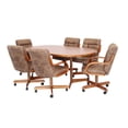 thumbnail image 6 of Caster Chair Company 7-Piece 42x[54/72] Caster Dining Set Wood Edge Laminate Table Top & Rawhide Chairs, 6 of 18