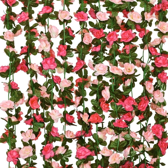 10pcs 82 FT Artificial Flower Garlands, Rose Vines Faux Silk Floral and Leaves, Hanging Rose Garland for Room Decor Wall Backdrop Wedding Arch Party Background