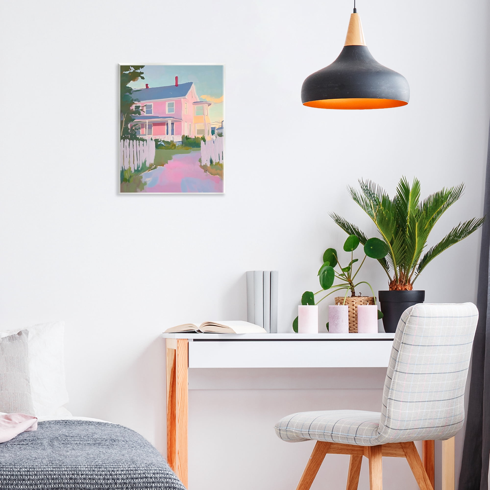 Stupell Industries Pastel Pink House with Fence Wall Plaque Art, design by The Prints Vibe