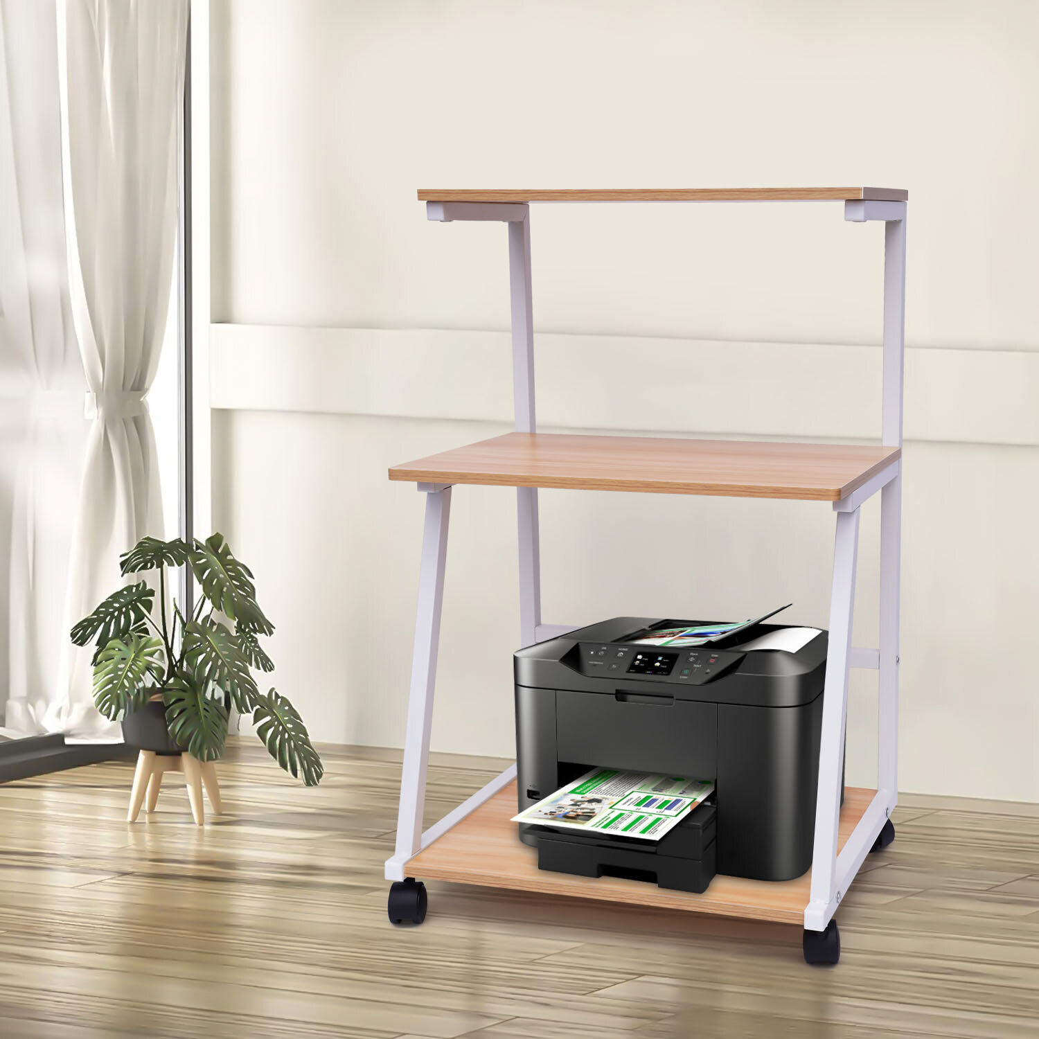 3Tier Rolling Printer Stand Cart Printer Rack Home Office Desk Storage