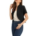 thumbnail image 4 of INSPIRE CHIC Women's Work Blazer Shawl Collarless Open Front Cropped Cardigan M Black, 4 of 6