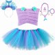 thumbnail image 3 of Disfraz de sirena para niñas, regalos de cumpleaños, conjuntos de falda tutú de princesa sirena para niñas pequeñas, tops + falda de tul, conjunto de ropa para niñas, 3 of 5