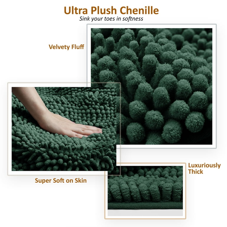 Clara Clark Chenille Super Absorbent Bath Mat - Extra Soft - Shower and  Bath Room - Machine wash dry - Size Extra Large 44 x 26 - Hunter Green