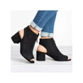 thumbnail image 5 of SIMANLAN Ankle Booties for Women Peep Toe Low Block Heel Sandals Dress Shoes Black 4.5, 5 of 5