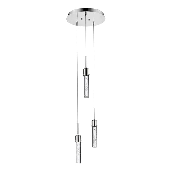 Soffi 3-Light Chrome Pendant Lights with Bubble Glass Cylinders