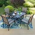 thumbnail image 4 of MF Studio Set of 4 Outdoor Patio Dining Chairs, Steel Frames with Textilene, Black & Brown, 4 of 9