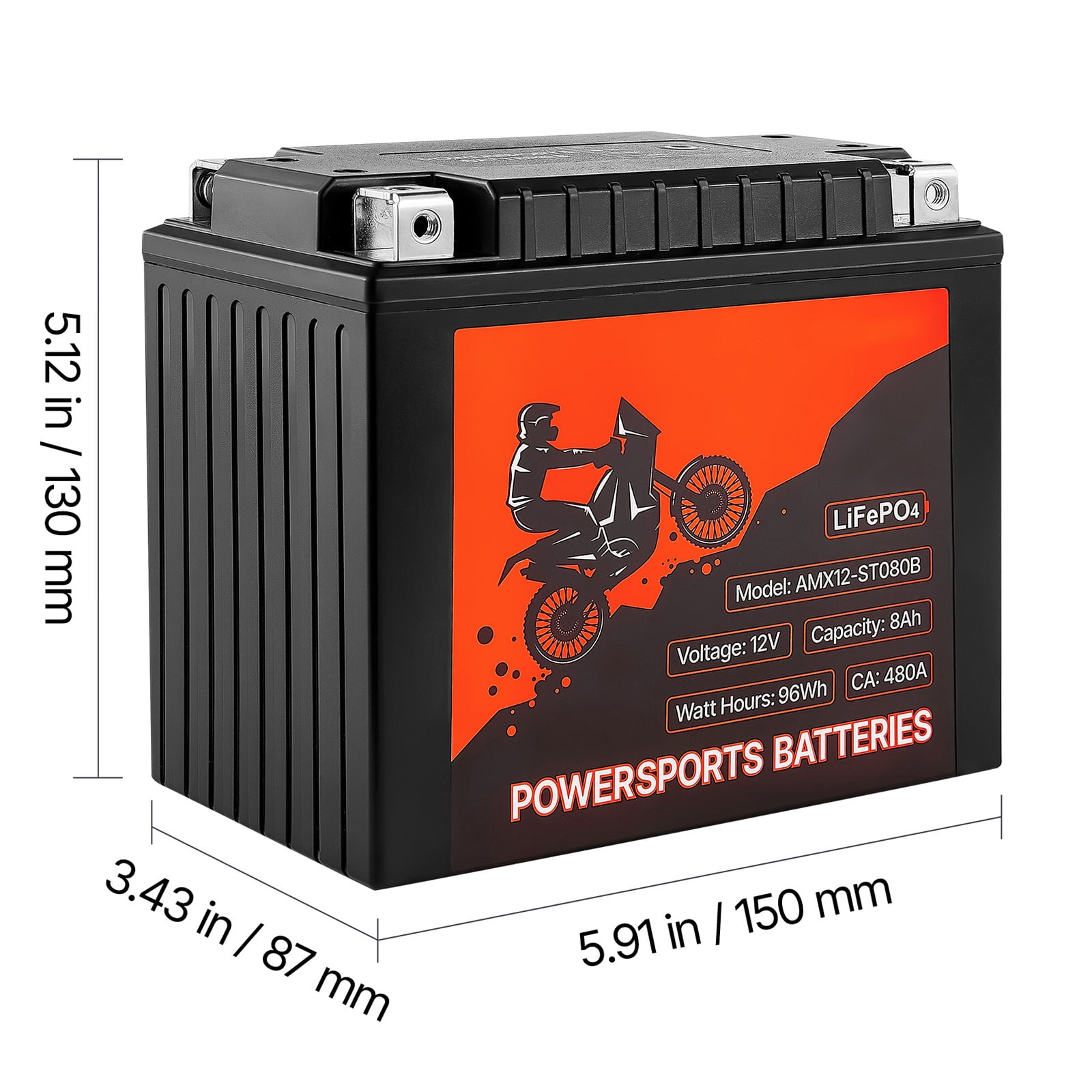 KFFKFF 12V 8Ah Lithium Iron Phosphate Battery, Pre-Charged Powersports Battery, Maintenance-Free and Reliable Performance, Suitable for ATVs, Motorcycles, Jet Skis, Scooters, UTVs, and More