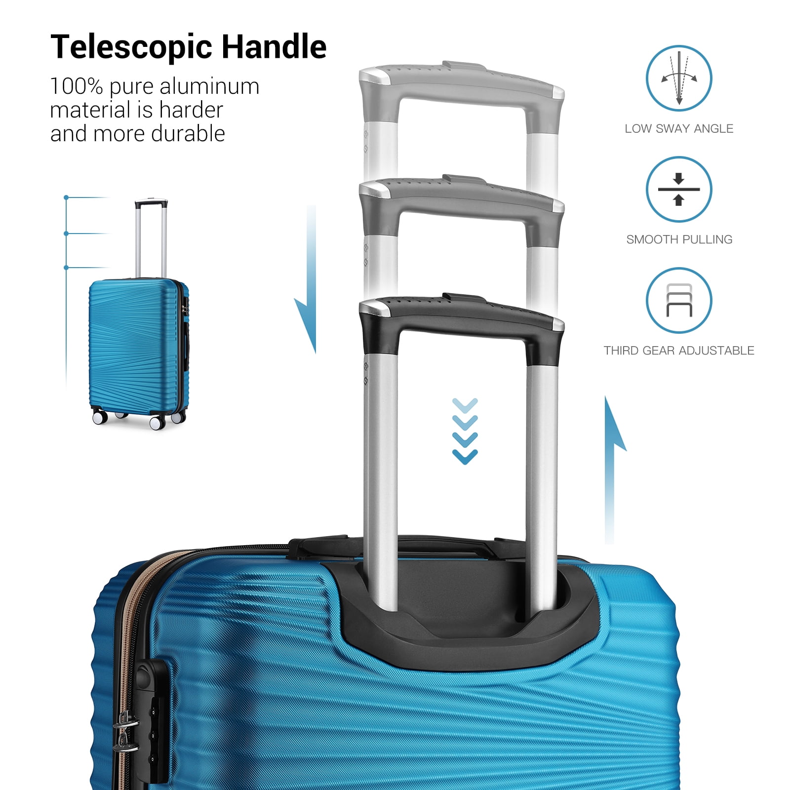 Carry On Luggage 20 Inch Expandable,ABS Hardside Suitcase with Double Spinner Wheels, TSA Lock, Lightweight Rolling Travel Case Blue