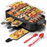 AORAN Indoor Grills Electric Smokeless, Versatile Double-layer Indoor Electric Griddles, 1500W Smokeless Grill Skillet Griddles for Home Cooking Black