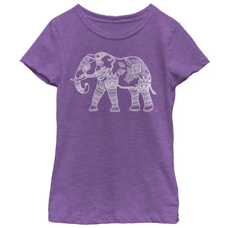 Girl s CHIN UP Zen Elephant Graphic Tee Purple Berry Large