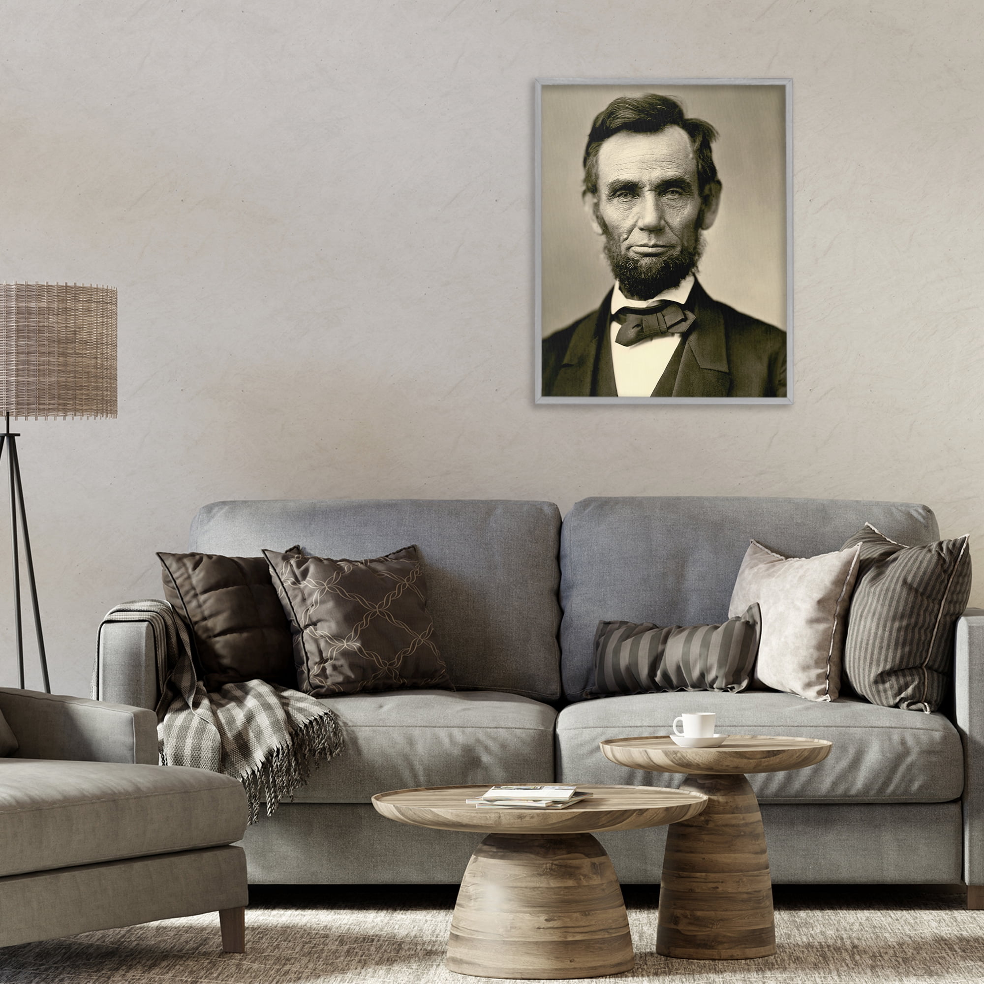 Stupell Industries Iconic Lincoln Portrait Gray Framed Giclee Art, design by Alexander Gardner