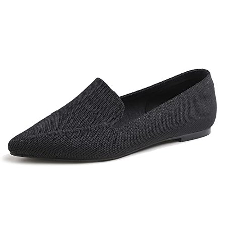 

Feversole Women s Woven Pointy Fashion Cutouts Breathable Knit Flat Shoes Pointed Loafer Black Size 8.5 M US
