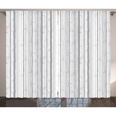 - Grey and White Curtains 2 Panels Set, Birch Tree Grove Leafless Branches Winter Woodland Illustration, Window Drapes for Living Room Bedroom, 108W X 96L Inches, Grey Pale Grey White, by Ambesonne