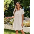 thumbnail image 3 of Vestido Zeagoo casual de algodón primaveral con cuello en V y bolsillos, 3 of 6