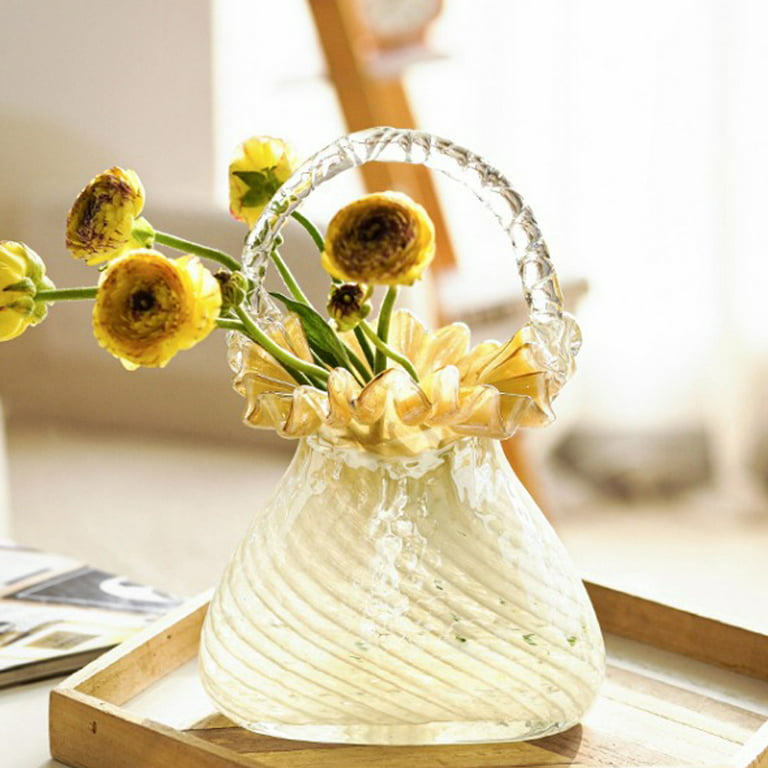 YANWE1 Clear Glass Vase, Flower Vase for Centerpieces, Ribbed Vase, Modern  Vase, Fluted Glass Vase, Decorative Vase for Living Room, Dining Table