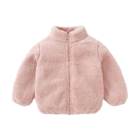 

Kids Jackets for Girls Boys Toddler Baby Fleece Outwear Boys Zipper Solid-color Thick Warm Coat