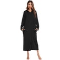 thumbnail image 2 of Camisón de invierno para mujer, bolsillo con capucha, cremallera, manga larga, bata de casa, ropa de Abanopi Negro/Medio, 2 of 7