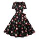 thumbnail image 2 of Vestido de fiesta adelgazante de manga corta con cuello cuadrado, estampado navideño, informal y elegante, hasta la rodilla, Carnaval para mujer, 2 of 5
