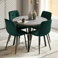 thumbnail image 3 of NORDICANA 5 PCS Dining Room Table Set, Grey Kitchen Table with 4 Dark Green Velvet Living Room Chairs Set, 3 of 11