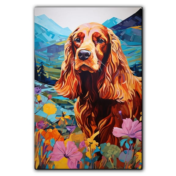 Sussex Spaniel Dog Canvas Wall Art for Living Room, Funny Bathroom Wall Decor, Colorful Animal Painting Gift for Kid Teen Men