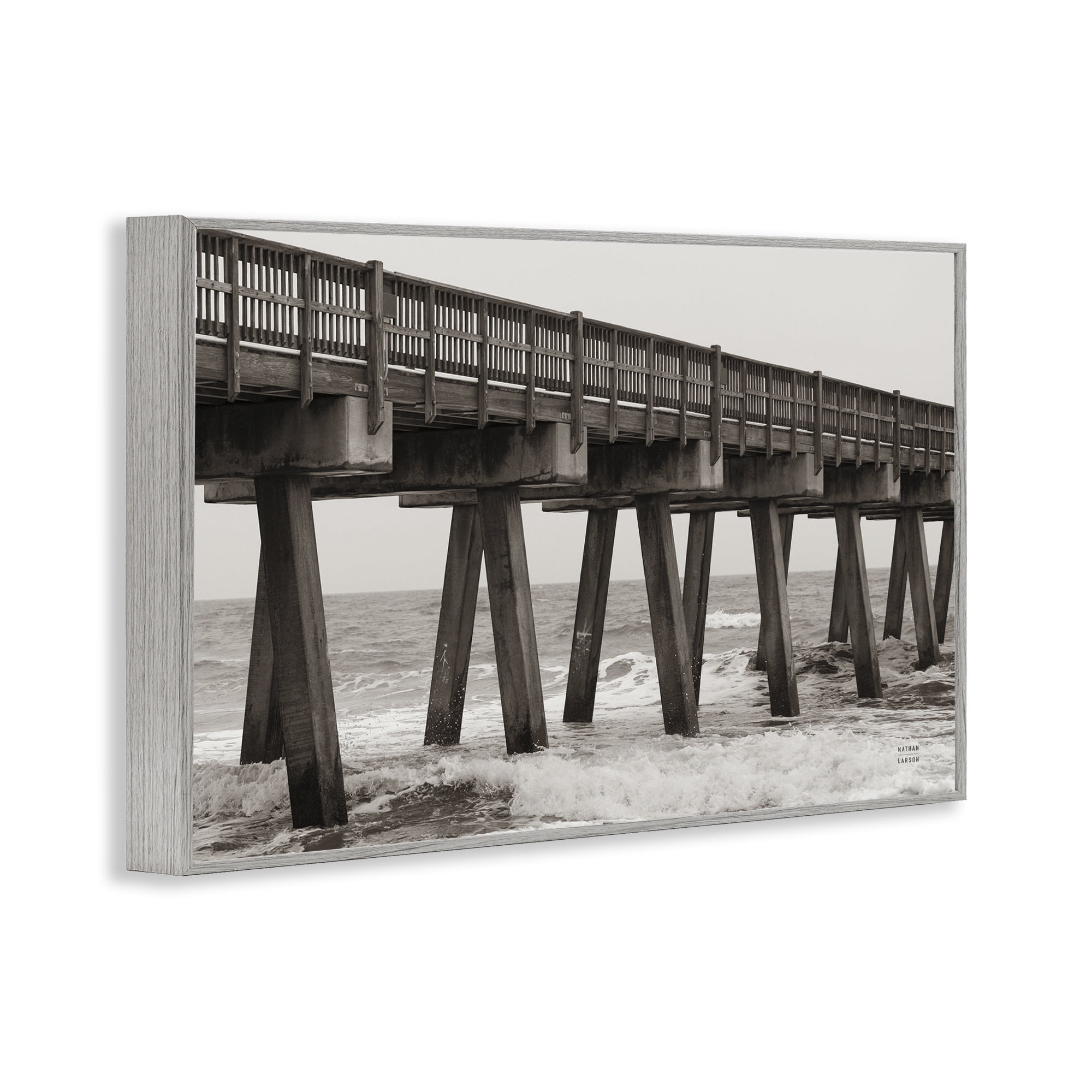 Stupell Industries Pier Angles Structure Gray Framed Giclee Art, design by Nathan Larson