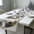thumbnail image 6 of Christmas Train Polyester Quilted Table Runner, Winter Holiday Dining Table Decor, Festive Cabin Village Print Runner, Durable Wrinkle Resistant Fabric, Home Kitchen Decoration, 6 of 6