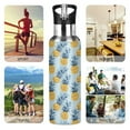 thumbnail image 7 of Yayeee 33oz Insulated Water Bottle Double Wall Stainless Steel with Flip Straw Lid, Blue Pineapple Pattern, 7 of 7