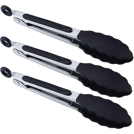 

Kitchen Food Tongs - 7 Mini Silicone Serving Tongs - Set of 3