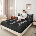 thumbnail image 4 of jejeloiu Vintage Skeleton Bed Sheets,Boho Bohemian Style King Sheets,White Black Sheet Set For Adults,Microfiber Bedroom Decor,4 Pieces, 4 of 7