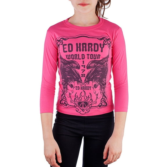 Ed Hardy Little Girls' Girl-Eagle T-Shirt - Hot Pink
