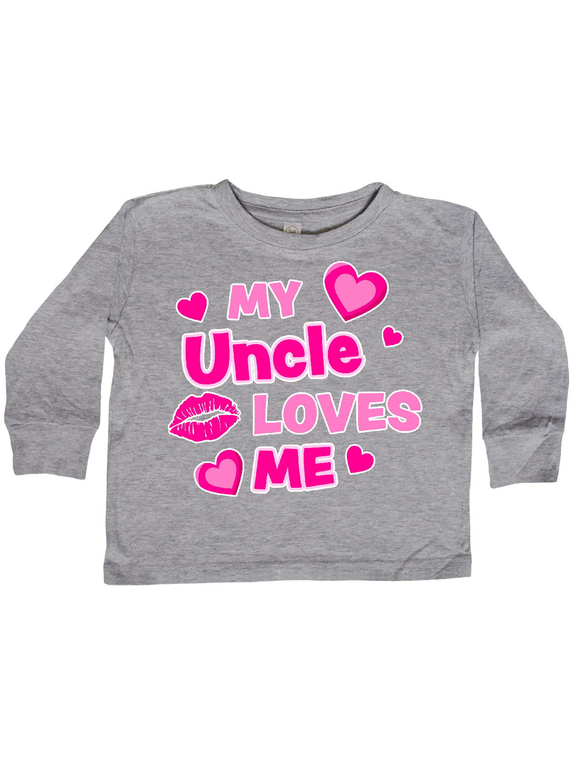 My Uncle Loves Me with Hearts and Kiss Toddler Long Sleeve T-Shirt ...