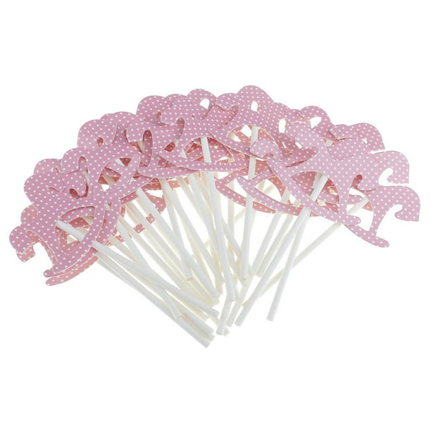 30 unids Sunnimix caballo De papel magdalena selecciones pastel toppers fiesta baby shower rosa Primeros De La Torta