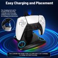 thumbnail image 3 of Cargador de mandos con soporte para auriculares RGB para PS5, estación de carga con dos puertos USB y soporte para auriculares de Xbox, 3 of 6