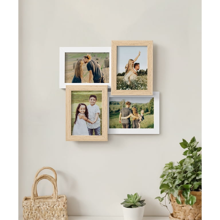 Distressed Wood 4x6 Picture Frame With 2 Openings - Collage Frame For Tabletop Or Wall, Real Glass, Vintage Style