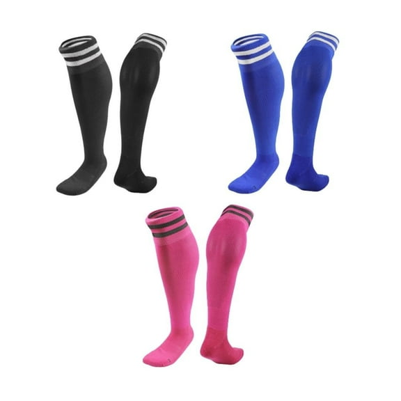 Lian LifeStyle 3 Pairs Knee High Sports Socks for Soccer, Softball, Baseball, Soccer, and Many Other Sports XL002 Size XS Black,Blue,Rose
