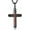 Ebony Cross Necklace, variant on Wooden Cross Necklace for Men, Real Ebony Inset In Black Stainless Steel Christian Wood Crucifix Pendant, Adjustable Necklace 24+2" Box Chain