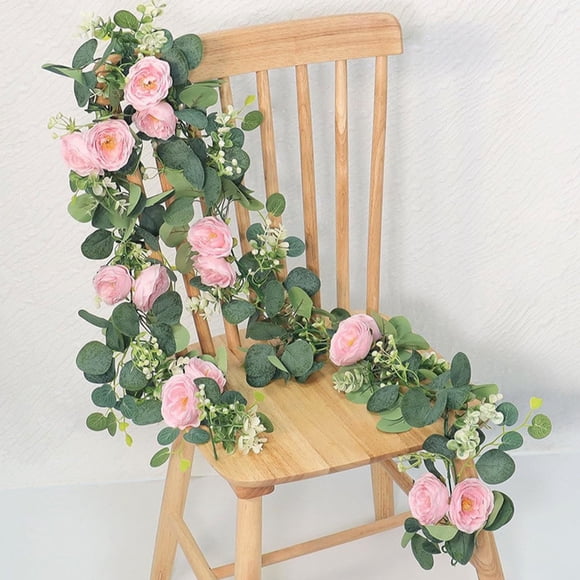 6FT Artificial Garland with Roses and Gypsophila | Floral Vine for Wedding Arch, Party Decor, Table Runner, and Centerpiece | Dense Foliage with Realistic Silk Leaves | Home and Event Decoration