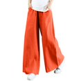 thumbnail image 1 of Gibobby pantalones de cargo mujer Pantalones elásticos transpirables de bolsillo Pantalones sueltos de algodón y lino Pantalones de mujer (Rojo, L), 1 of 4