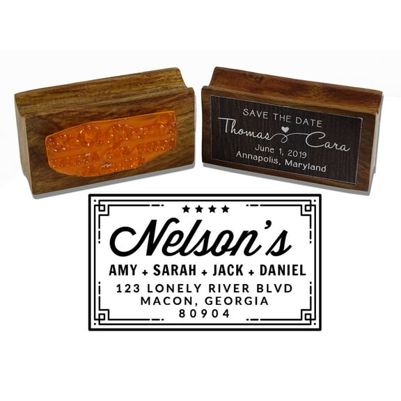 Printtoo Personalized Custom Name Business Address Logo Wood Mounted Rubber Stamp Seal