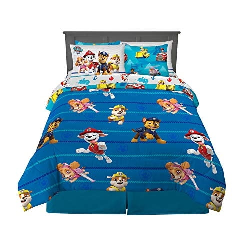 Ropa de Cama Super Suave Paw Patrol Franco Juego de Sábanas con Edredón y Funda de Almohada Tamaño Full