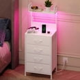 thumbnail image 2 of Eunos Table de Chevet Haute avec Station de Charge, Commode Blanche avec 4 Tiroirs et Étagères de Rangement pour Chambre, 2 of 7