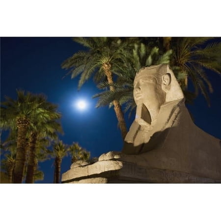 Sphinx & Date Palms with Full Moon Behind Poster Print, 34 x 22 - Large