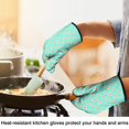 thumbnail image 4 of Pioneer Flower Floral Print Pattern Oven Mitt 2-Pack Set, Heat Resistant Kitchen Gloves, 7.7" X 12", 4 of 6
