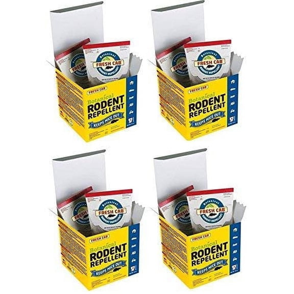 Fresh Cab FC6 Botanical Rodent Repellent Keeps Mice and Rats Out, Federal EPA Registered for Use Indoors and in Enclosed Spaces, 2.5 Ounce x 4 Scent Pouches x 4 Pack Total 16 Pouches