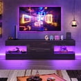 thumbnail image 4 of Bestier Black TV Stand for TVs up to 65", Modern Entertainment Center for TVs with LED Light, High Gloss TV Console Table with Storage Drawers, 4 of 11