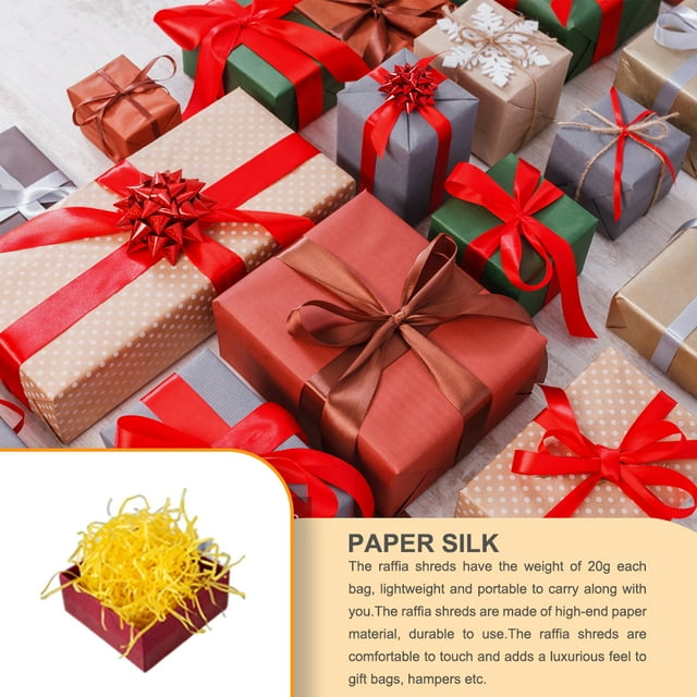 Crinkle Paper Raffia Shreds Colorful Boxes Filling Material DIY Packaging Confetti Wedding Party Greeting Tissue Accessories Yellow