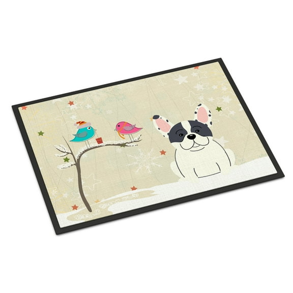 Carolines Treasures Christmas Presents between Friends French Bulldog Piebald Door Mat Indoor Rug or Outdoor Welcome Mat