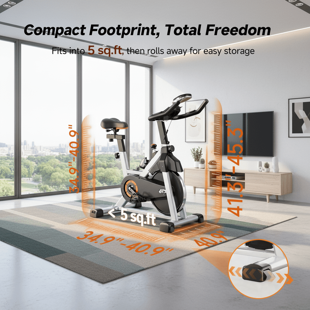 USLIM Home Magnetic Stationary Bike, Quiet Exercise Bike with Silent Belt-Drive System, Brake Pad, Comfort Seat, 330 lb Capacity, Gray