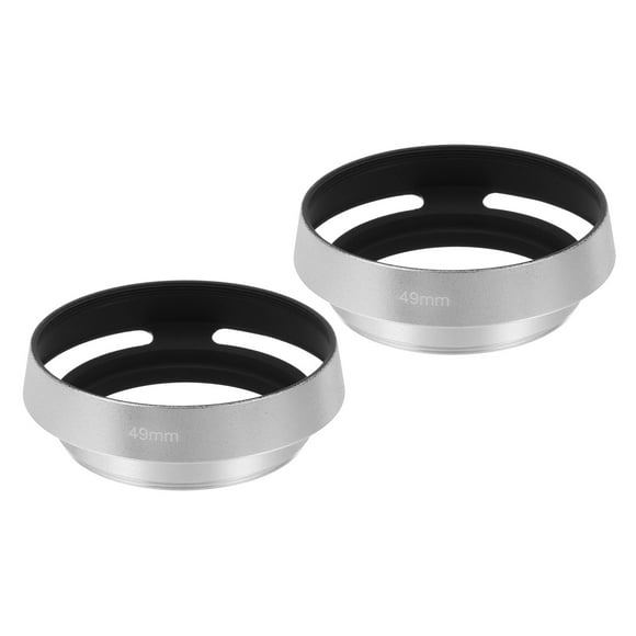 Uxcell 2 Pcs 49mm Lens Hood, Universal Metal Hollow Screw-in Vented Lens Hood, Silver