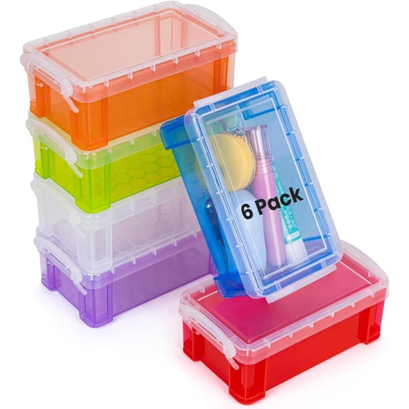 6 Pcs Compact Clear Plastic Storage Boxes With Secure Hinged Lids - Perfect For Jewelry, Beads, Crafts & Sewing Supplies, Diy Crafts 4.3" X 2.3" X 1.5" Container Lightweight Organiser